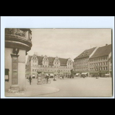V2824-048/ Torgau Markt Trinks Foto AK ca. 1925 Litfaßsäule 
