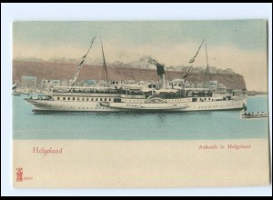 S3222/ Ankunft in Helgoland Dampfer AK ca.1900