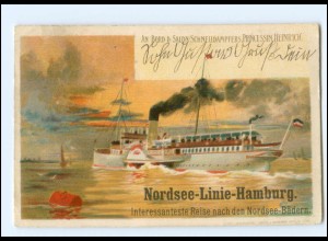 S3660/ Dampfer Prinzessin Heinrich Nordsee-Limie-Hamburg Litho AK 1903