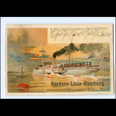 S3660/ Dampfer Prinzessin Heinrich Nordsee-Limie-Hamburg Litho AK 1903