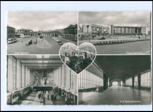 V3839/ Heidelberg Alter und neuer Bahnhof AK 1955