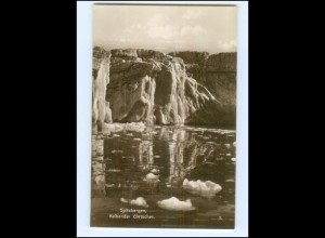 S3413/ Spitzbergen Kalbender Gletscher Trinks-Bildkarte AK-Format ca.1925