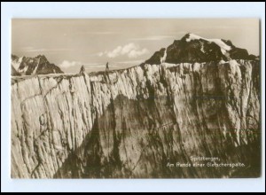 S3414/ Spitzbergen Gletscherspalte Trinks-Bildkarte AK-Format ca.1925