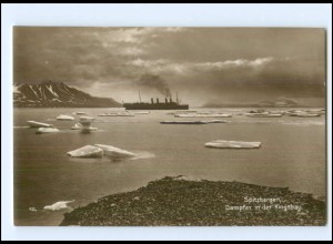 S3415/ Spitzbergen Dampfer i.d. Kingsbay Trinks-Bildkarte AK-Format ca.1925