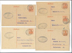 Y20101/ 5 x Postkarte Ganzsache Breslau 1917/18 Werft und Reederei C. Wollheim