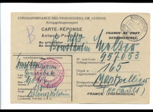 Y21993/ Kriegsgefangenpost nach Montpellier Henault 1944 Stempel: Bornhöved