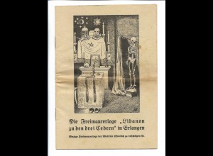 C4624/ Freimaurer Loge in Erlangen Heft 16 Seiten Totenkopf Skelett ca.1935