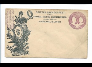 Y22098/ 3. Sängerfest in Higland, Illionois USA Brief Ganzsache 1894