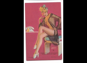 V2180/ Pin Up Erotik Frau im Negligee Telefon Mutoscope Card 1948 
