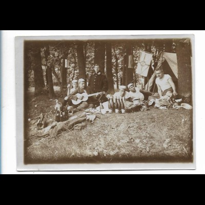 Y21800/ Camping am Sacrower See , junge Männer altes Foto 12 x 9 cm