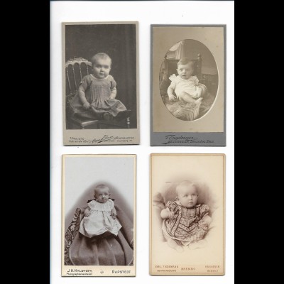 Y21909/ 4 x CDV Foto Babys Kinder ca.1900