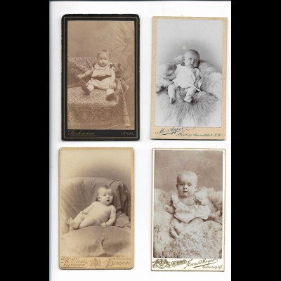 Y21910/ 4 x CDV Foto Babys Kinder ca.1900