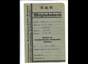 Y21920/ Mitgliedskarte D.H.V. Deutschnationaler-Handlungsgehilfen-Verband 1929