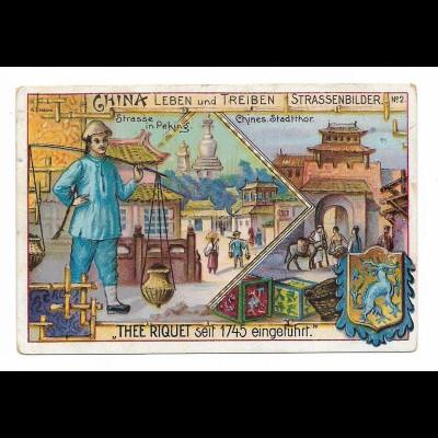 Y24158/ China Straße in Peking Sammelbild Litho ca.1910 Thee Riquet