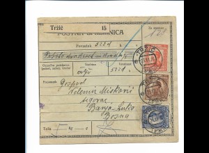 Y22493/ Paketkarte Trzic Slowenien Jugoslawien 1925