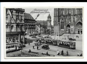 Y22779/ Köln Hauptbahnhof und Deichmann-Haus Straßenbahn AK 1936