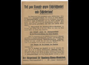XX16212/ Flugblatt Bürgerbund für Hamburg-Altona-Wandsbek ca.1920 