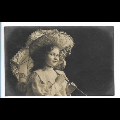 Y23311/ Mädchen mit Hut und Schirm Foto AK 1906