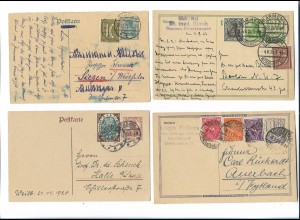 Y23376/ 4 x Infla Deutsches Reich Postkarte Ganzsache 1921-23