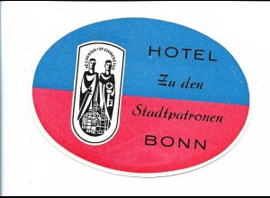 MM0207/ Alter Kofferaufkleber BONN Hotel Zu den Stadtpatronen 