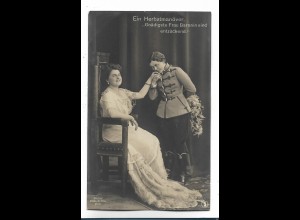 Y23535/ Zwei Frauen "Ein Herbstmanöver" Foto AK ca.1912 Frau in Uniform