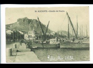 V3924/ Alicante Detalle del Puerto Hafen Spanien AK 1927