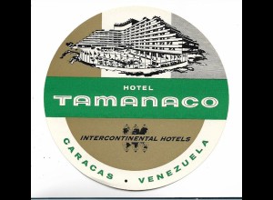 V3939/ Alter Kofferaufkleber Caracas Venezuela Hotel Tamanaco Intercontinental