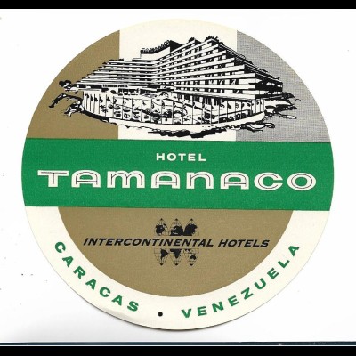 V3939/ Alter Kofferaufkleber Caracas Venezuela Hotel Tamanaco Intercontinental