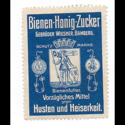 Y862/ Bienen-Honig-Zucker Gebr. Wiesner, Bamberg Reklamemarke ca.1912