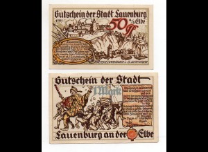Y4783/ 2 x Notgeld Lauenburg Elbe 50 Pfennig, 1 Mark 1921