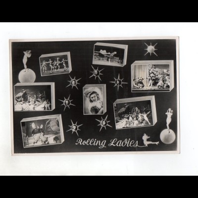 C2449/ Rolling Ladies Rollschuh-Artisten Variete Zirkus ca.1955 23,5 x 16 cm 