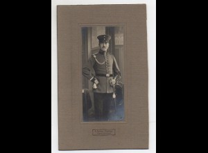 Y6538/ Kabinettfoto Soldat in Uniform mit Säbel ca.1910 Foto A.Funke, Osnabrück