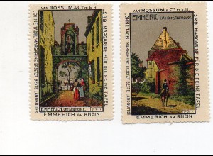 Y7195/ 2 x Reklamemarke Emmerich , van Rossum Margarine ca.1912