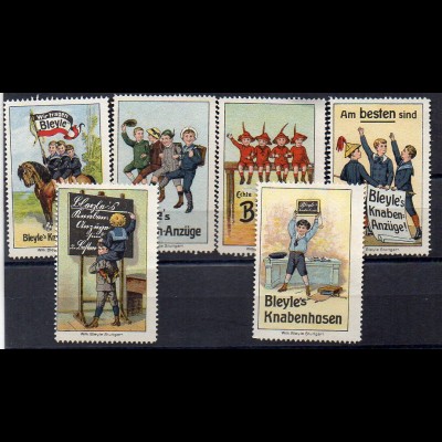 Y7379/ 8 x Reklamemarke Bleyle`s Knabenhosenn, Anzüge, Kinder Litho ca.1910