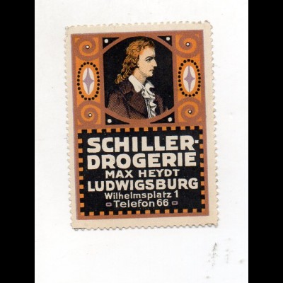 Y7763/ Reklamemarke Schiller Drogerie Max Heydt, Ludwigsburg ca.1912 