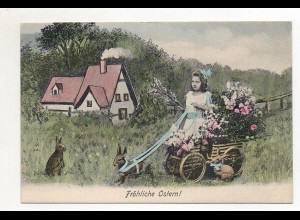 Y8843/ Ostern Mädchen und Hasen AK ca.1900