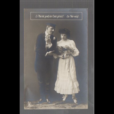 Y9727/ Student und Frau Foto AK ca.1912