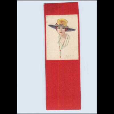 P3M19/ Colombo Künstler AK Frau mit Hut Italien Format 14 x 4,5 cm ca. 1920