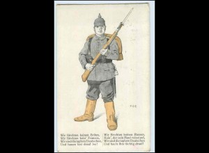 W0L00/ 1. Weltkrieg Künstler AK P.O.Engelhardt - Soldat mit Bajonett 1914
