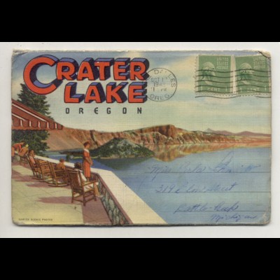 W1T86/ Crater Lake Oregon USA Leporello Souvenir de Folder 18 Bilder 1942