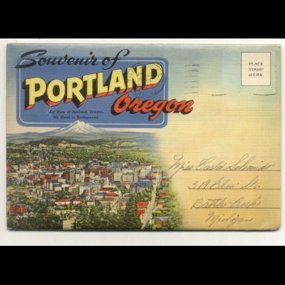 W1T61/ Portland Oregon USA Leporello Souvenir de Folder 18 Bilder ca.1945