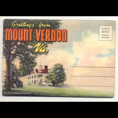 W1T60/ Mount Vernon Va. USA Leporello Souvenir de Folder 18 Bilder ca.1945