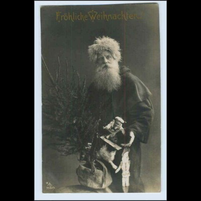 W4Q69/ Weihnachten Weihnachtsmann mit Tannenbaum und Puppen 1907 Foto AK