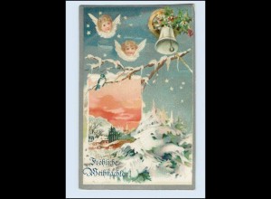 W8R93/ Weihnachten Engel Glocken Litho Prägedruck AK 1910